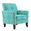 Gould Transitional Button-Tufted Armchair - Turquoise Damask