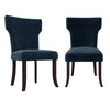 Bontrager Traditional Notched-Back Armless Chairs (Set of 2) - Navy Blue Velvet