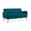 Mondy Mid-Century Modern Lace-Tufted Sofa-Natural Legs - Peacock Blue Linen