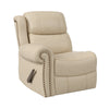 Sheahan Rolled Arm Left-Arm Wall Hugger Recliner with Nailheads - Tan Faux Leather