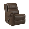 Sheahan Rolled Arm Left-Arm Wall Hugger Recliner with Nailheads - Brown Faux Leather