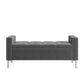 Square Arm Tufted Top Storage Bench Ottoman with Pewter Nailhead Trim in Plush Velvet