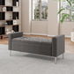 Square Arm Tufted Top Storage Bench Ottoman with Pewter Nailhead Trim in Plush Velvet