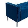 Square Arm Tufted Top Storage Bench Ottoman with Pewter Nailhead Trim in Plush Velvet