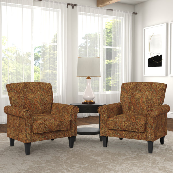 Kiara Traditional Rolled Arm Upholstered Armchair (Set of 2)