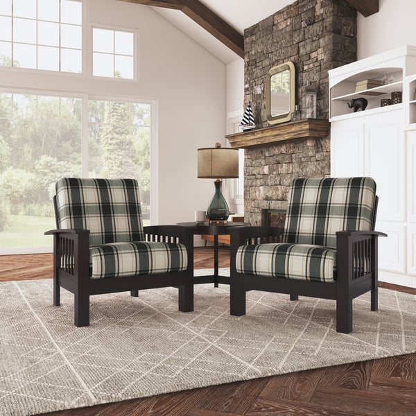 Humes Hill Mission-Style Armchairs with Exposed Wood Frames (Set of 2)