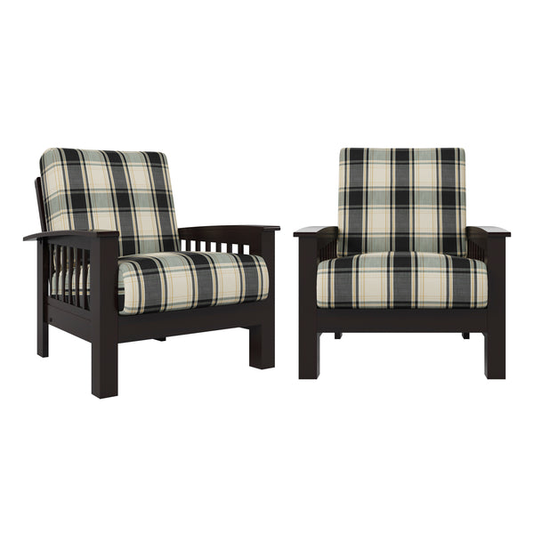 Humes Hill Mission-Style Armchairs with Exposed Wood Frames (Set of 2)