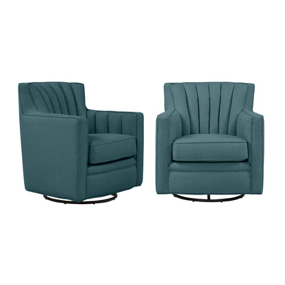 Phalen Square Arm Channel-Tufted Swivel Armchairs (Set of 2)