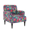 Schauer Transitional Upholstered Armchair - Navy Botanical Velvet