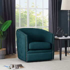 Tolkin Button-Tufted Swivel Club Chair