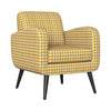 Kremmling Mid-Century Modern Armchair - Espresso Legs - Yellow Houndstooth Linen