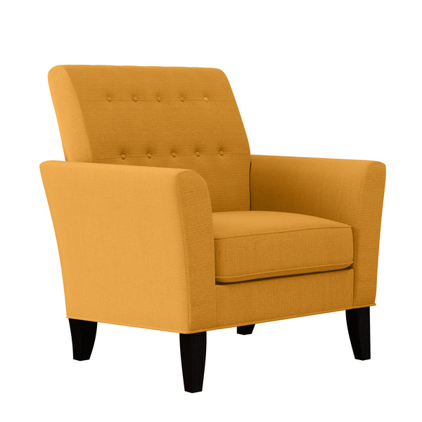  Domesis Button-Tufted Modern Armchair in Mustard Yellow Linen 