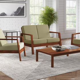 Danae Mid-Century Modern Loveseat with Exposed Wood Frame