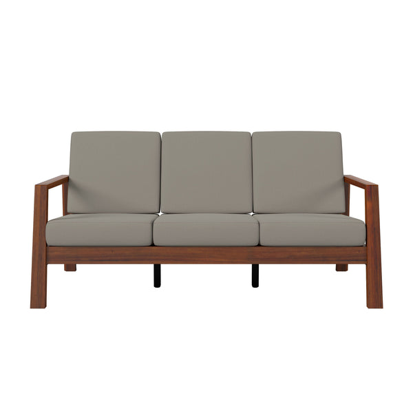 Danae Mid-Century Modern Sofa with Exposed Wood Frame