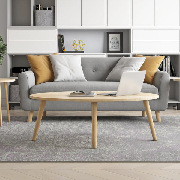 Pruett Oval Mid-Century Modern Wood Cocktail Table