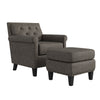 Mikosz Traditional Button-Tufted Rolled Arm Armchair and Ottoman