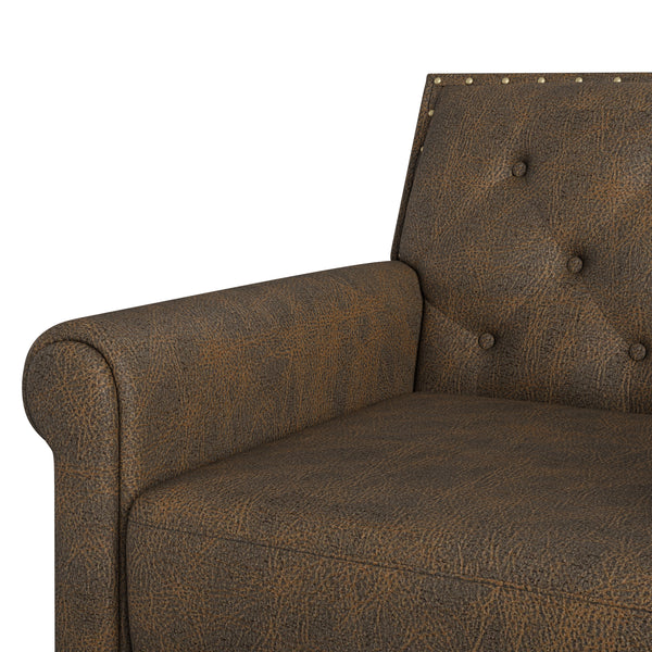 Mikosz Traditional Button-Tufted Rolled Arm Armchair and Ottoman