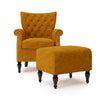 Sutcliff Button-Tufted Rolled Armchair and Ottoman