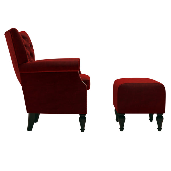 Sutcliff Button-Tufted Rolled Armchair and Ottoman