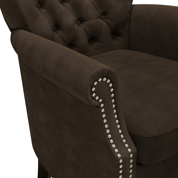 Sutcliff Button-Tufted Rolled Armchair and Ottoman