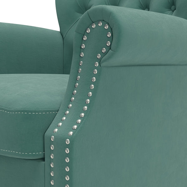 Sutcliff Button-Tufted Rolled Armchair and Ottoman