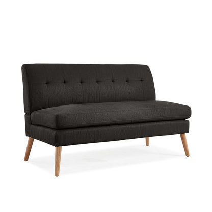 Mondy Mid-Century Modern Lace-Tufted Loveseat with Natural Legs