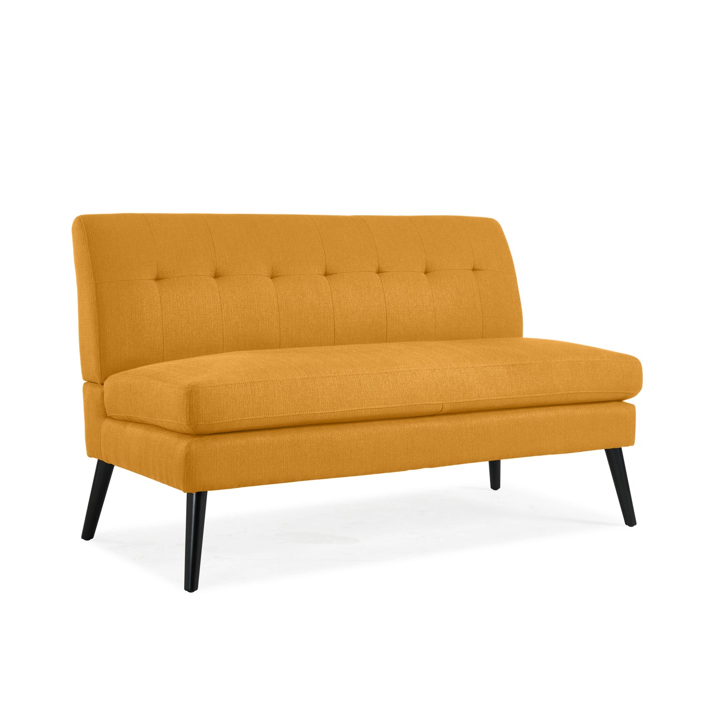 Mondy Mid-Century Modern Lace-Tufted Loveseat with Espresso Legs