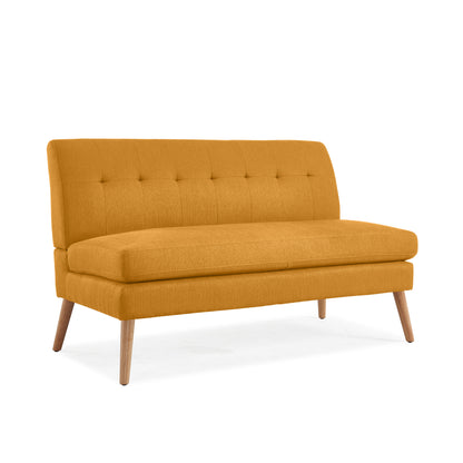 Mondy Mid-Century Modern Lace-Tufted Loveseat with Natural Legs