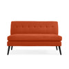 Mondy Mid-Century Modern Lace-Tufted Loveseat with Espresso Legs