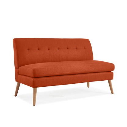 Mondy Mid-Century Modern Lace-Tufted Loveseat with Natural Legs