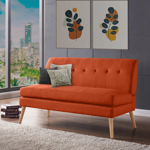 Mondy Mid-Century Modern Lace-Tufted Loveseat with Natural Legs