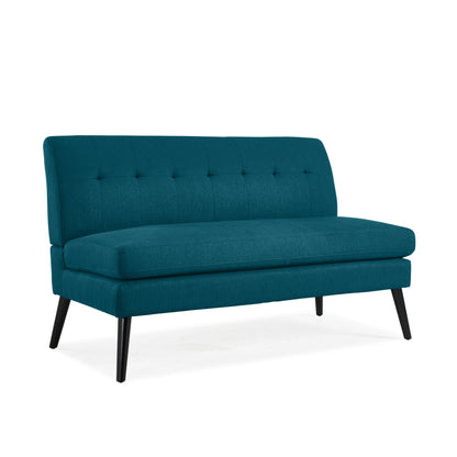 Mondy Mid-Century Modern Lace-Tufted Loveseat with Espresso Legs