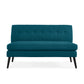 Mondy Mid-Century Modern Lace-Tufted Loveseat with Espresso Legs