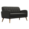 Mondy Mid-Century Modern Lace-Tufted Sofa-Natural Legs - Charcoal Gray Linen