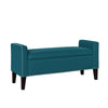 Arron Transitional Bench Storage Ottoman - Peacock Blue Linen
