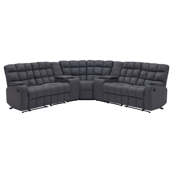 Jazmin 5-Seat Reclining Sectional with Power Storage Consoles and Wedge