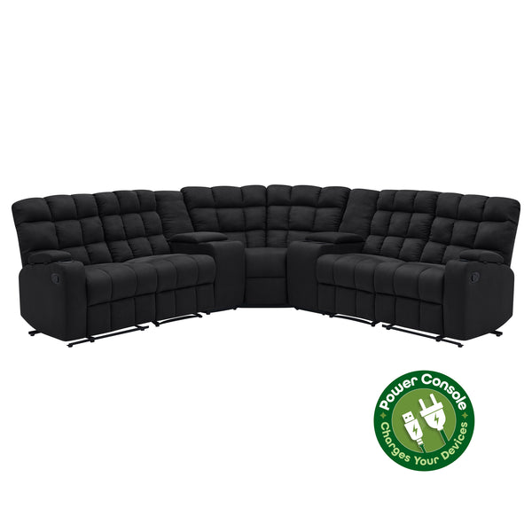Jazmin 5-Seat Reclining Sectional with Power Storage Consoles and Wedge