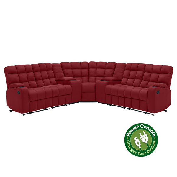 Jazmin 5-Seat Reclining Sectional with Power Storage Consoles and Wedge