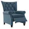 Kursi Diamond Button-Tufted Pushback Recliner - Medium Blue Velour