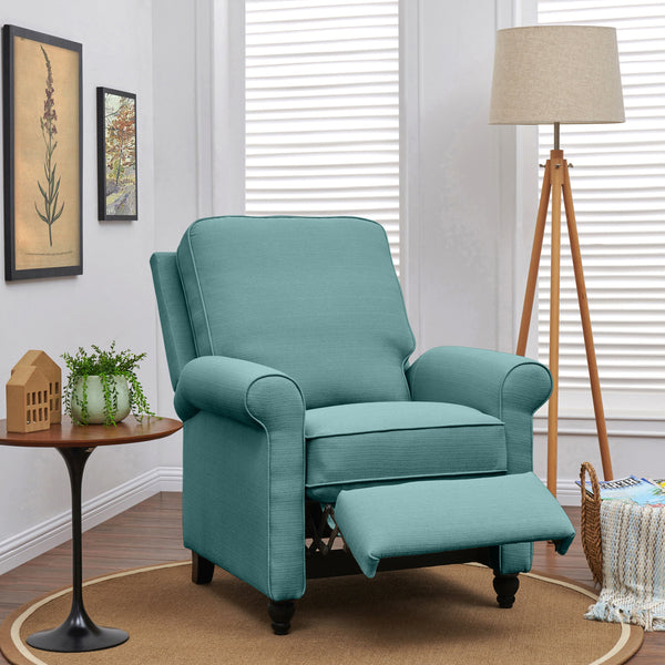 Chester Hill Transitional Rolled Arm Pushback Recliner