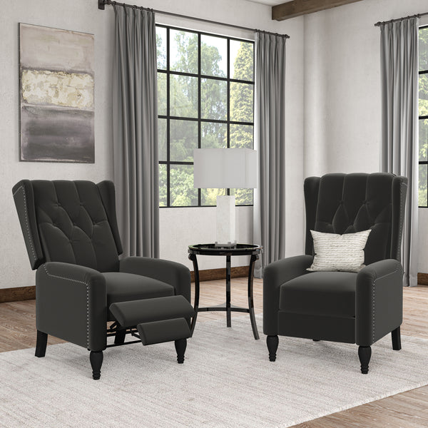 Matthewson Traditional Wingback Pushback Recliner Chairs with Nailheads (Set of 2)