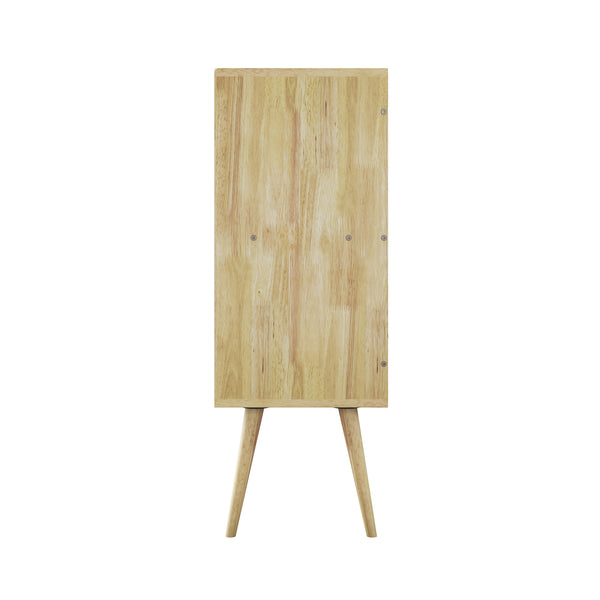 Saffrahn Mid-Century Modern Vertical Wood Chest with Doors